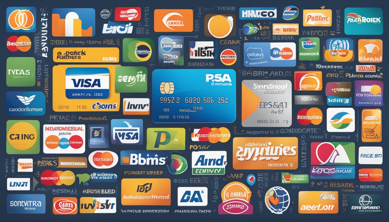 A credit card surrounded by logos of partner businesses, with text stating "Additional Perks and Partnerships" in bold lettering