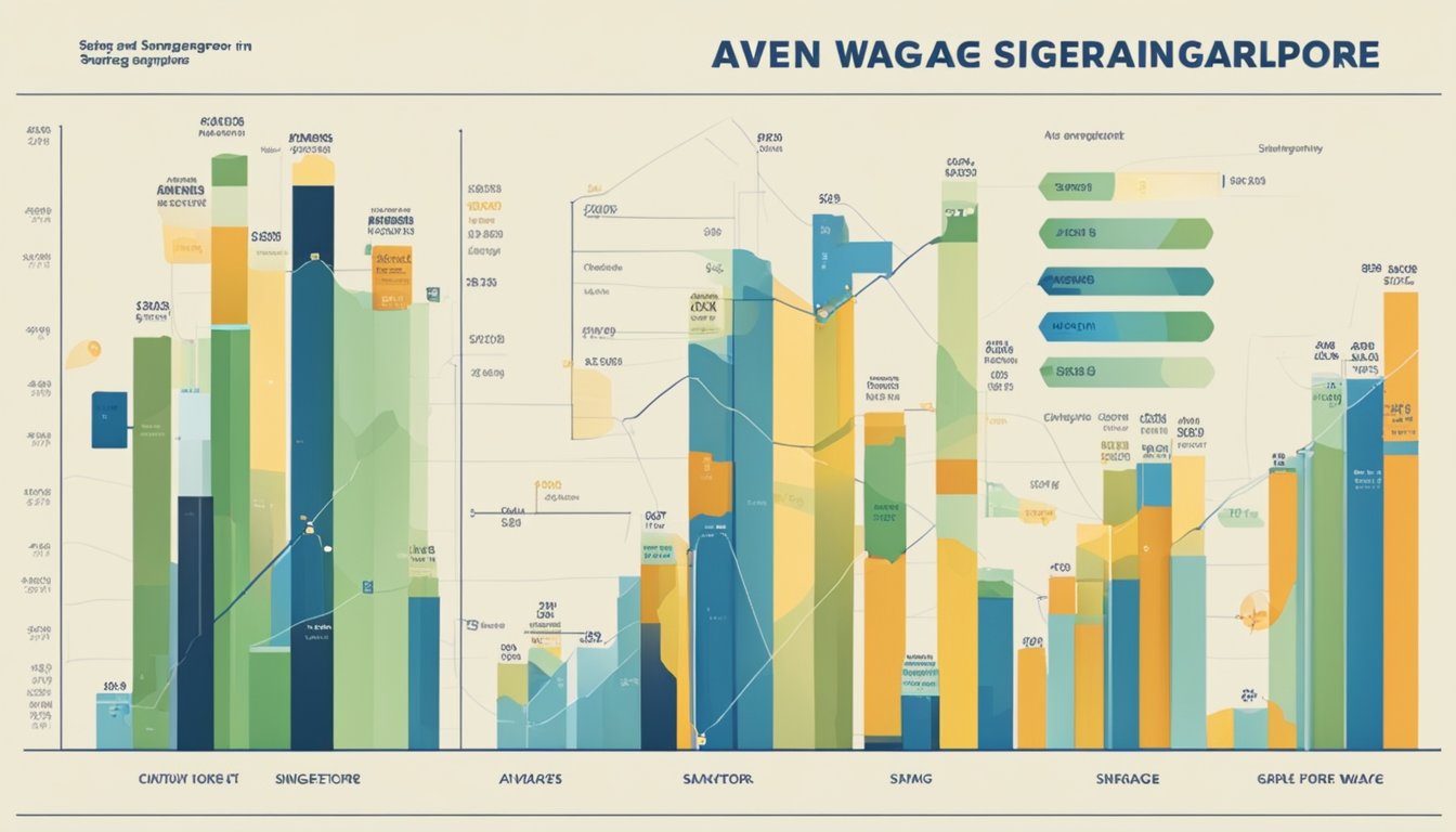 A bar graph with "Average Wage in Singapore" as the title, showing various job sectors and their corresponding salaries