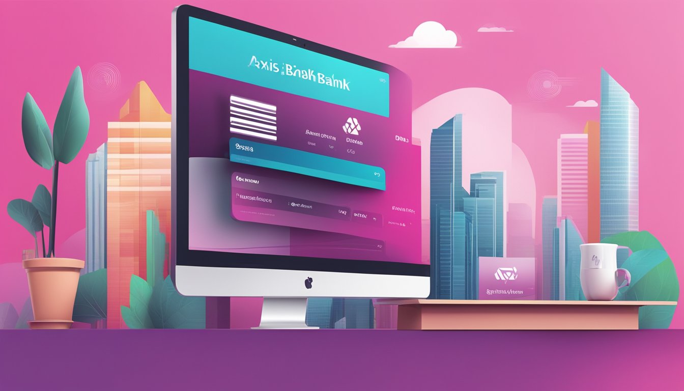 A sleek and modern digital banking platform with Axis Bank Singapore branding and logo displayed prominently on the interface