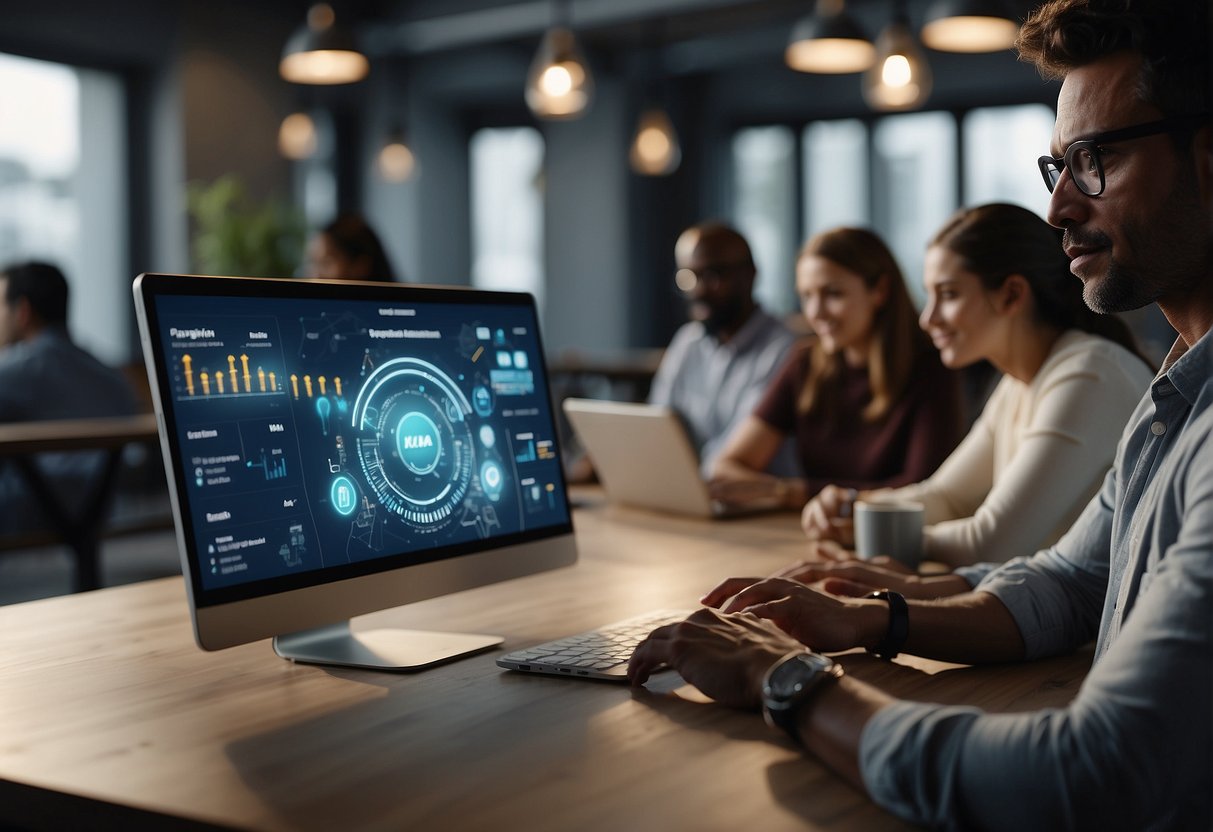 A diverse group of people engage with personalized AI prompts on various devices, showcasing the targeting of specific audiences