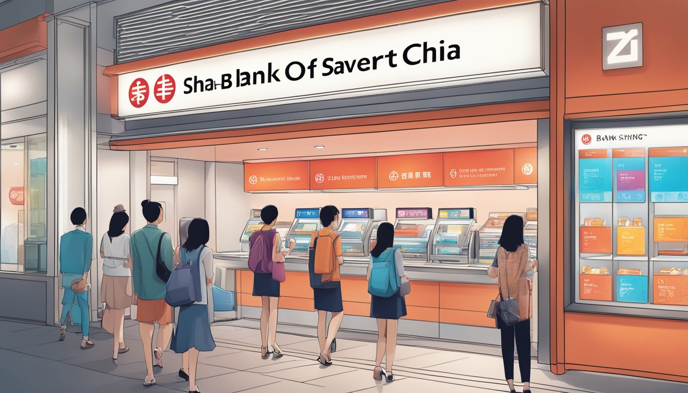 The bank of China Smart Saver in Singapore, with bonus interest categories, is depicted with a sleek, modern design and vibrant colors
