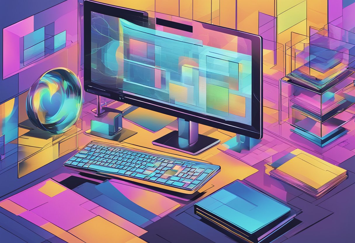 A computer screen shows distorted images and videos due to GPU artifacting