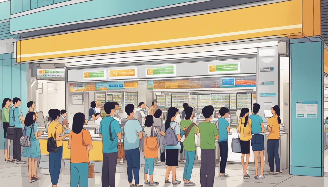 The bustling Bedok Interchange Money Changer in Singapore, with customers lining up and exchanging currencies