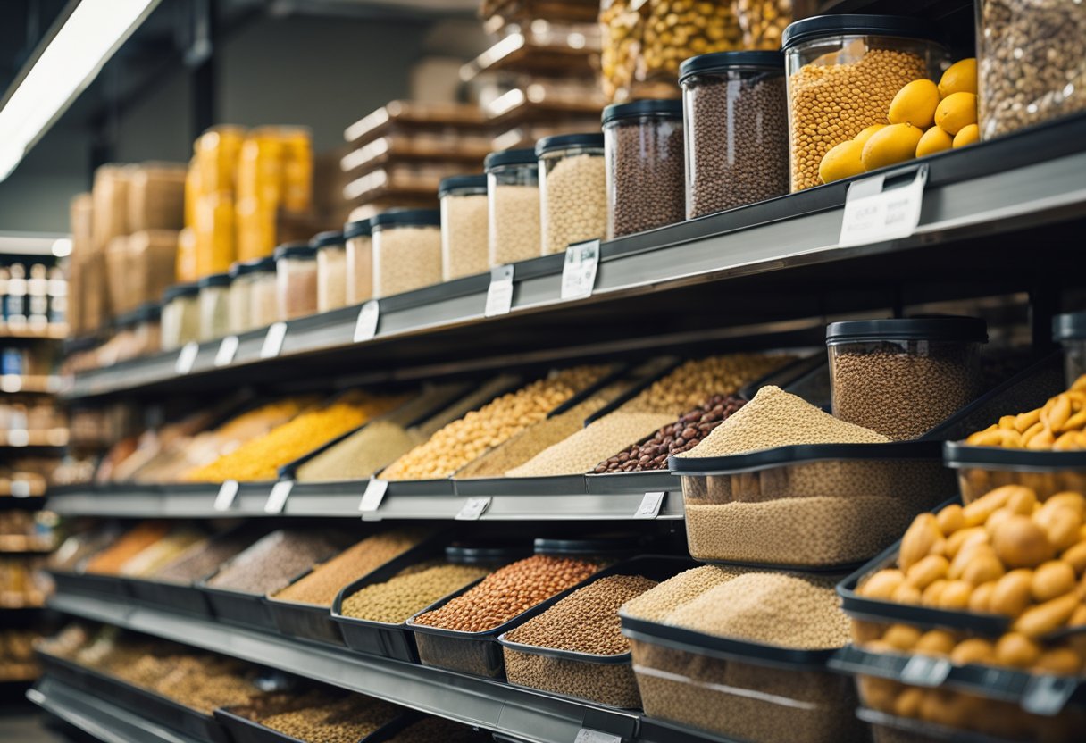 The bulk bins stand tall, filled with a colorful array of grains, nuts, and dried fruits. Customers move along the aisles, scooping their selections into reusable containers, embracing the zero waste ethos