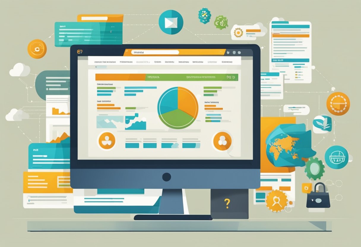 A computer screen displaying search engine rankings with various SEO strategies and innovations. Multiple tabs open with advanced tactics for mastering SEO in marketing