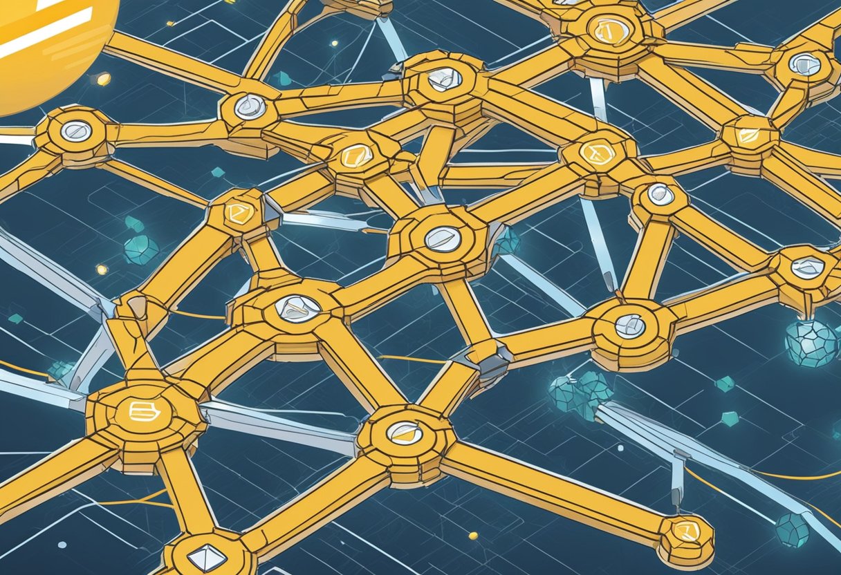 A network of interconnected nodes transferring STX tokens in a decentralized manner, with a focus on Proof of Transfer mechanism