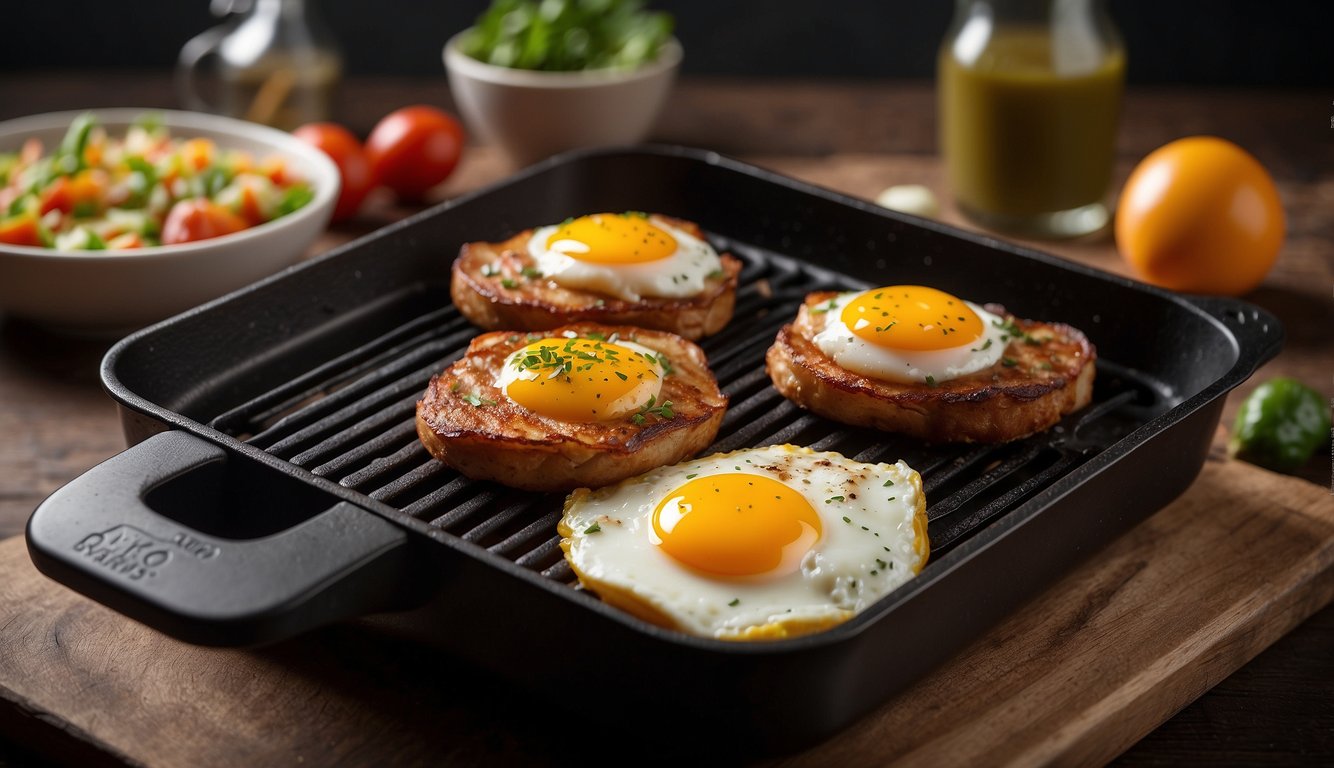 A sizzling Dash mini griddle cooks up keto-friendly recipes with eggs, bacon, and veggies
