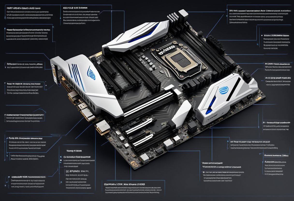 The i9 10900k processor is mounted on a high-quality motherboard, surrounded by essential components like RAM, GPU, and cooling system