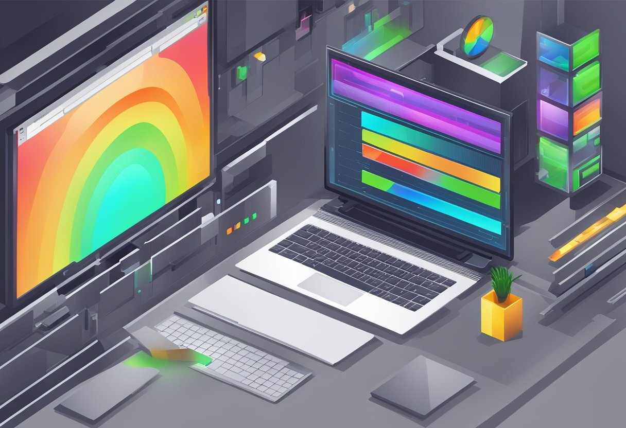 A computer screen displaying a progress bar as the BIOS updates and LED firmware is being installed