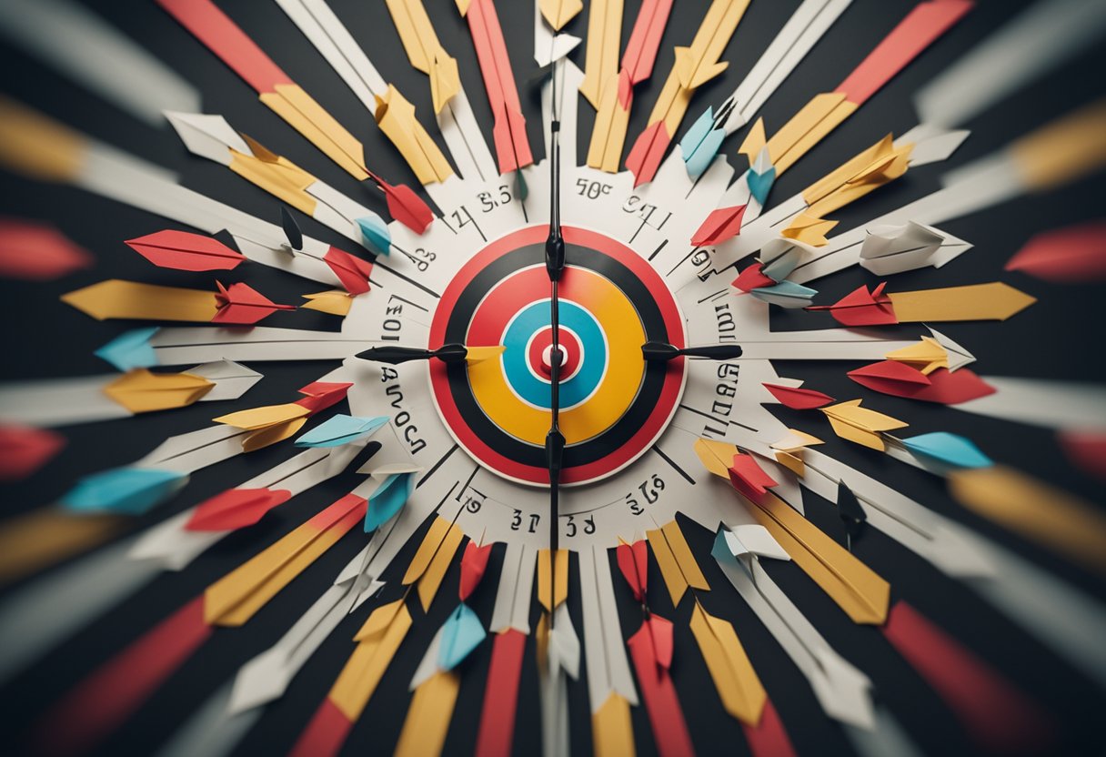 A target with arrows clustered around the center, indicating a high score