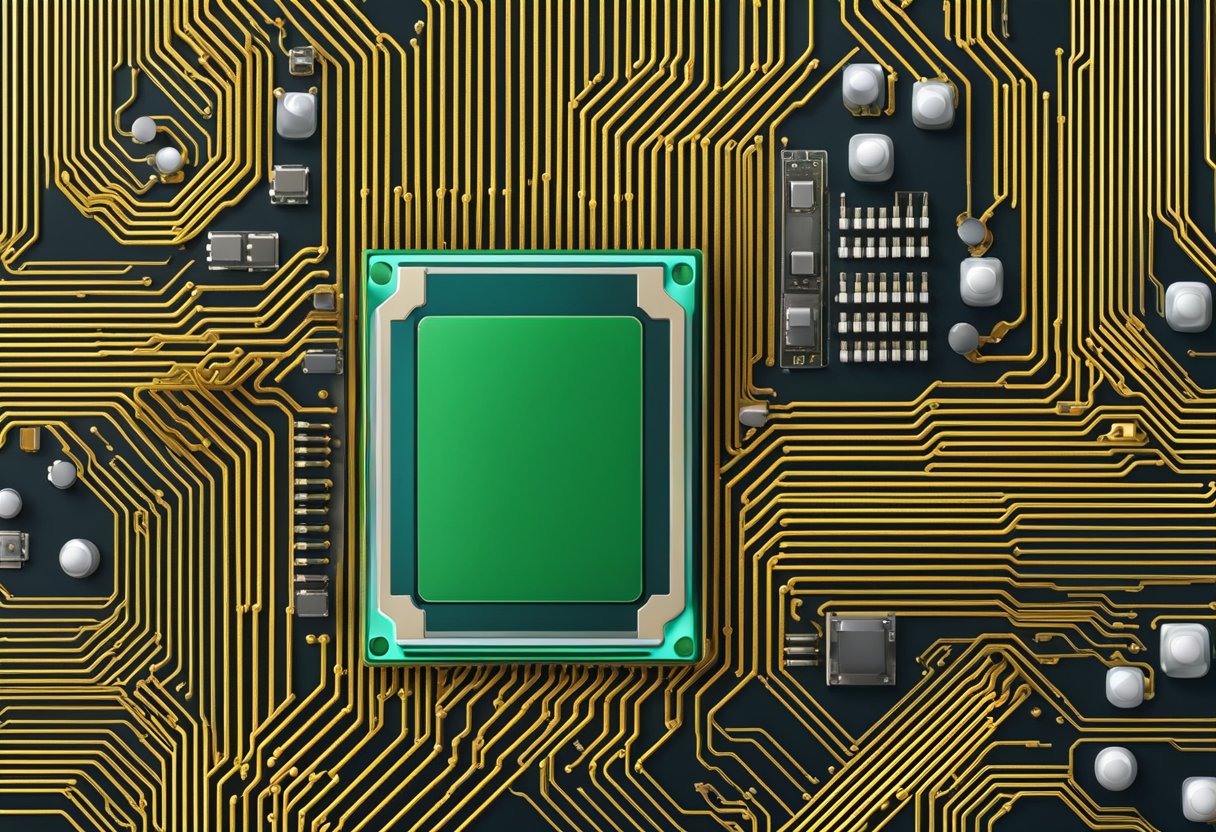 A CPU with circuitry and hardware components, interconnected and functioning within a system