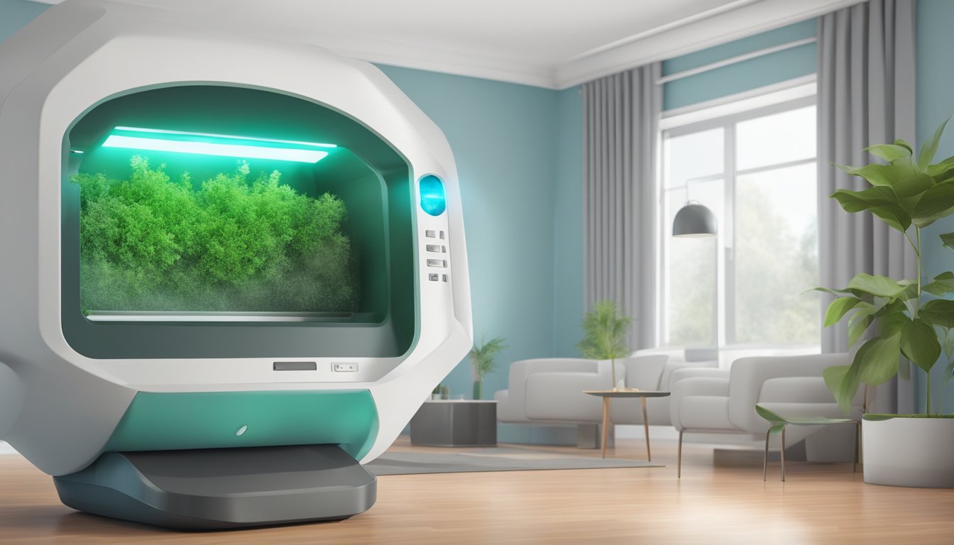 A high-tech device detects and removes mold in a modern, clean environment