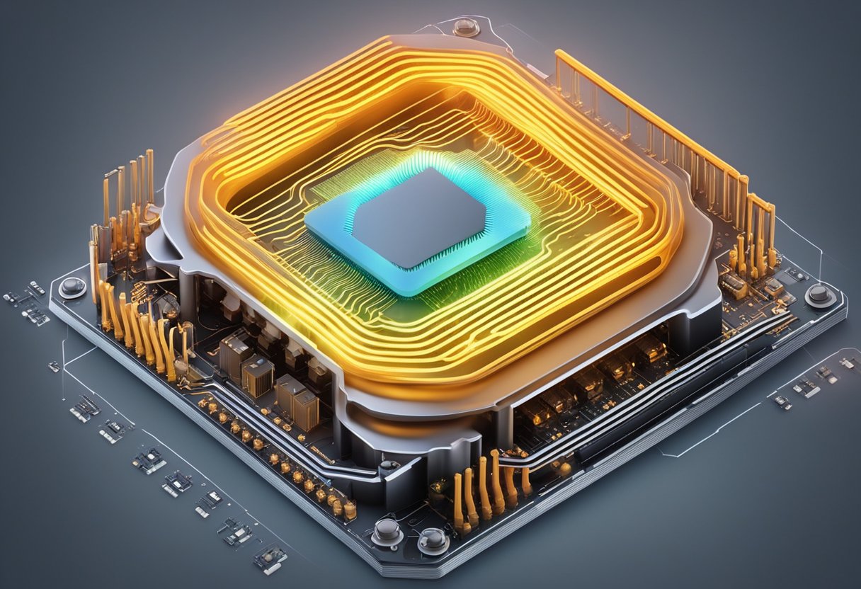 The CPU is processing data, generating heat. Heat waves radiate from the CPU, causing nearby components to warm