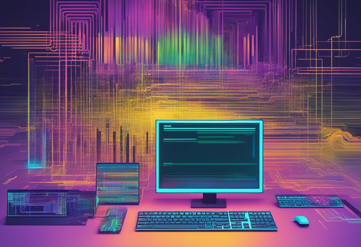 A computer with glitching visuals and distorted images due to CPU artifacts