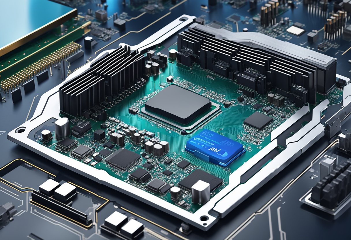 A motherboard with an AMD processor is being replaced with an Intel processor, showing the compatibility between the CPU and motherboard