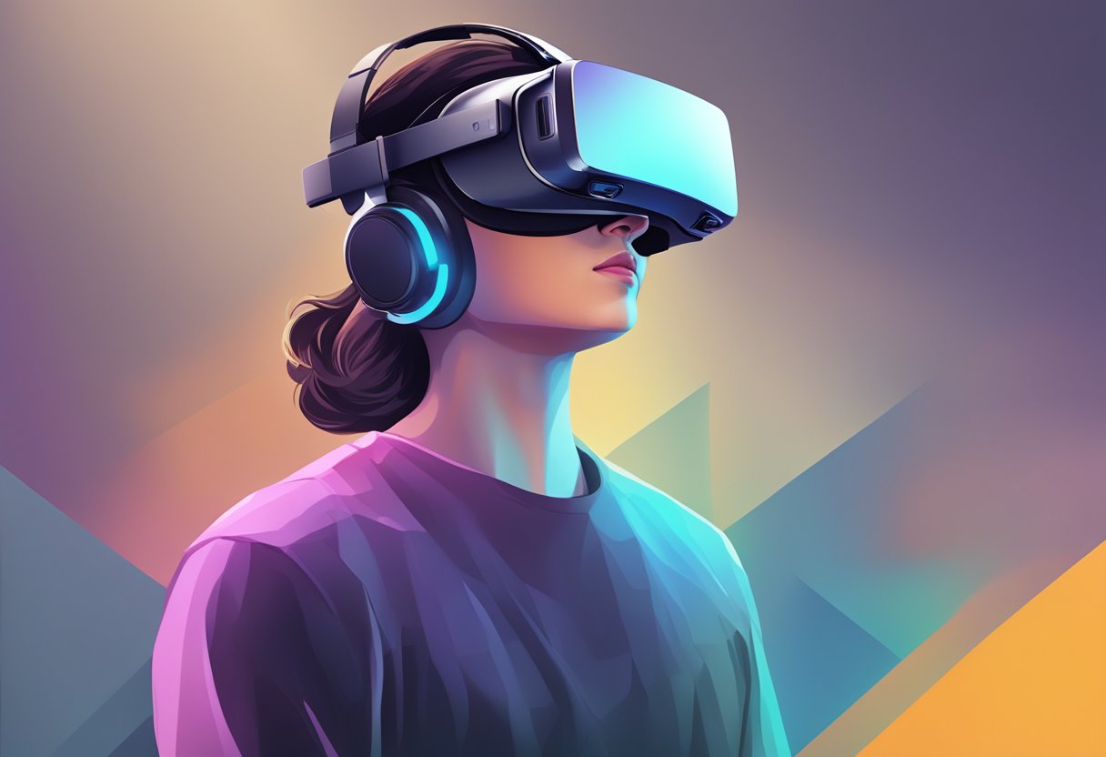 A person wearing VR headset without glasses, experiencing immersive virtual environment