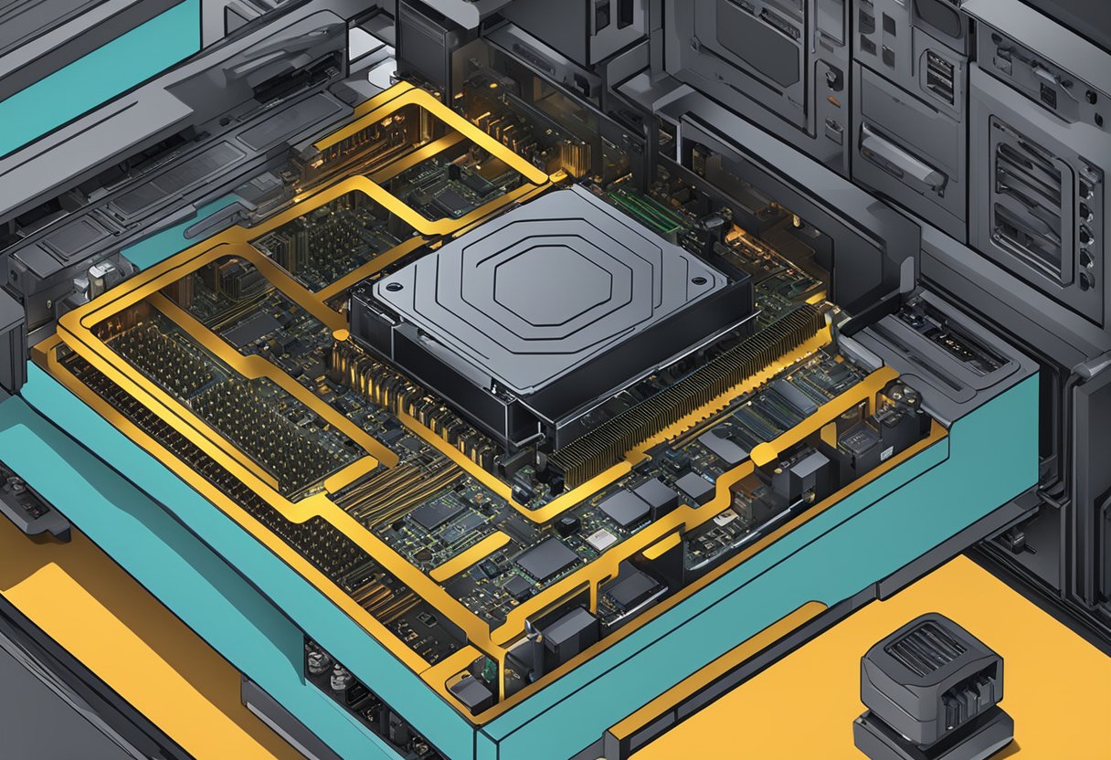 A computer with a non-K CPU being overclocked, with heat sink and fan in place. Voltage and frequency settings being adjusted in the BIOS