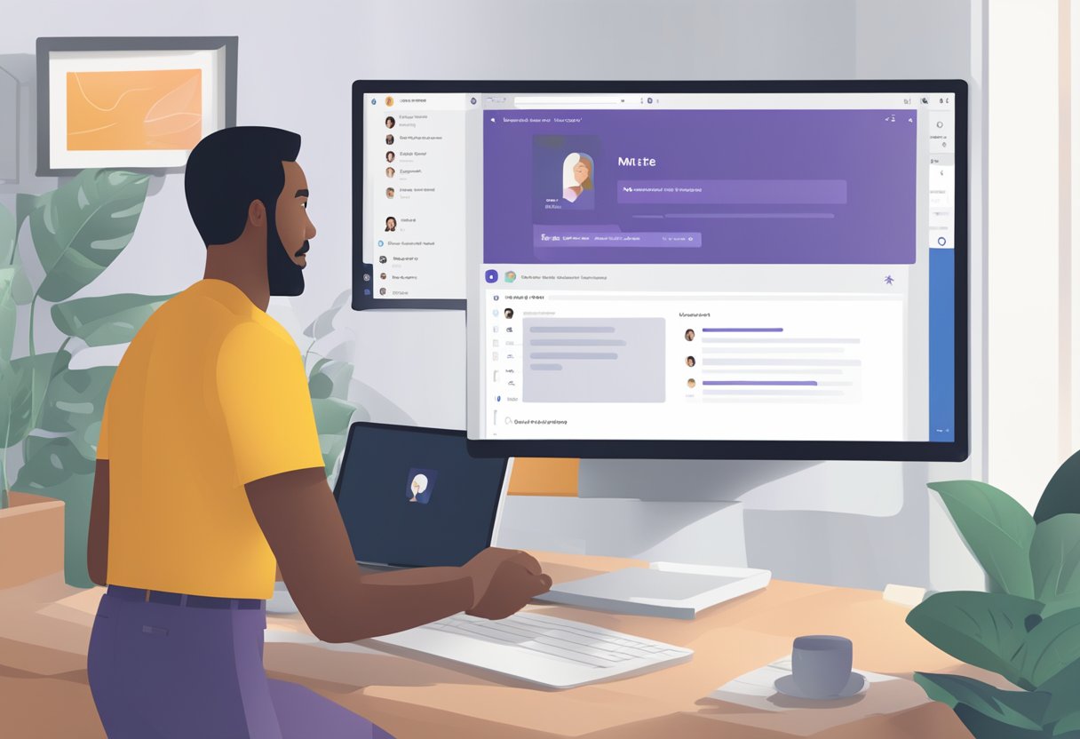 A computer screen with the Microsoft Teams interface open, showing the mute functionality and a notification indicating who muted the user