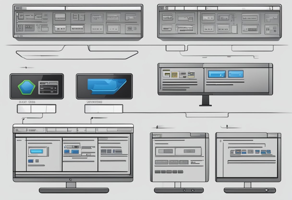 The computer's BIOS screen displays options for changing the default display adapter. The user navigates through the menu using the keyboard to make the necessary adjustments