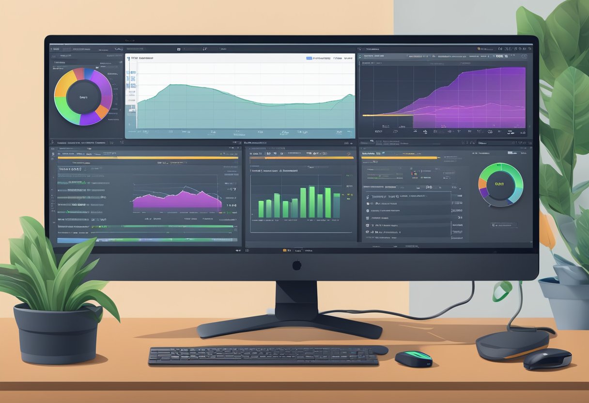 A computer monitor displaying GPU performance metrics with diagnostic software open for checking proper functionality