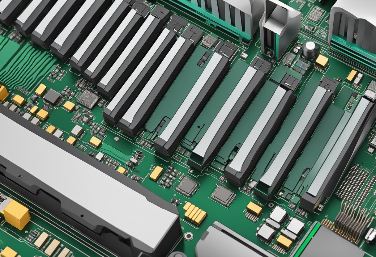A computer motherboard with various RAM modules inserted into their respective slots, alongside a guidebook titled "How to Choose the Right RAM for Your PC"