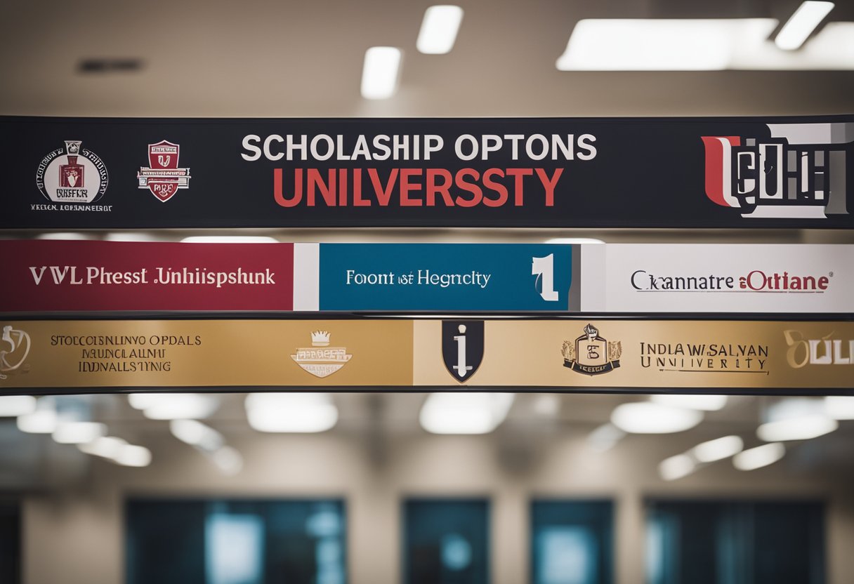 A banner displaying various scholarship options at Indiana Wesleyan University