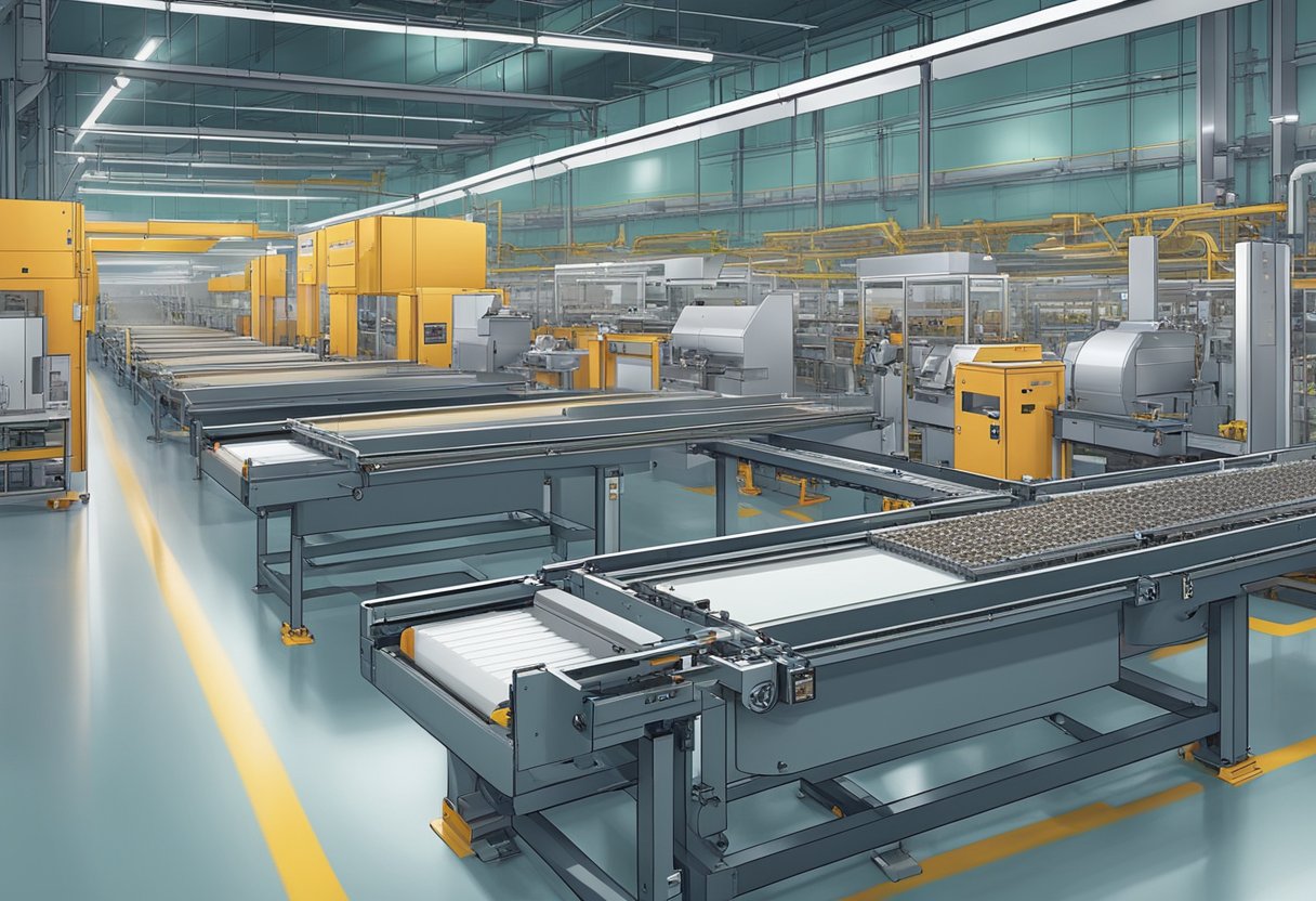 A conveyor belt moves PCBs through automated assembly machines in a Mexican factory