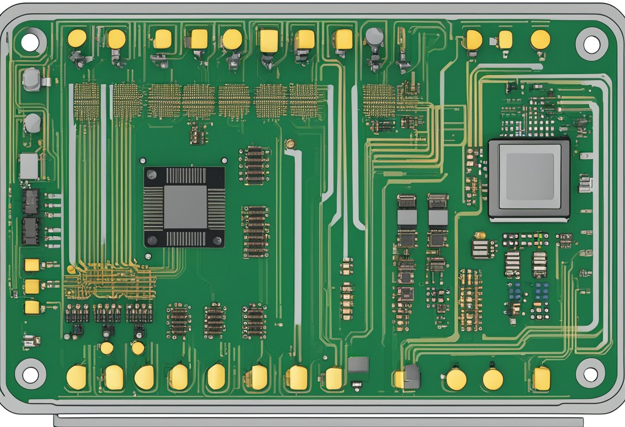 Components arranged in sequence on a PCB, with clear labeling and minimal spacing for efficient assembly