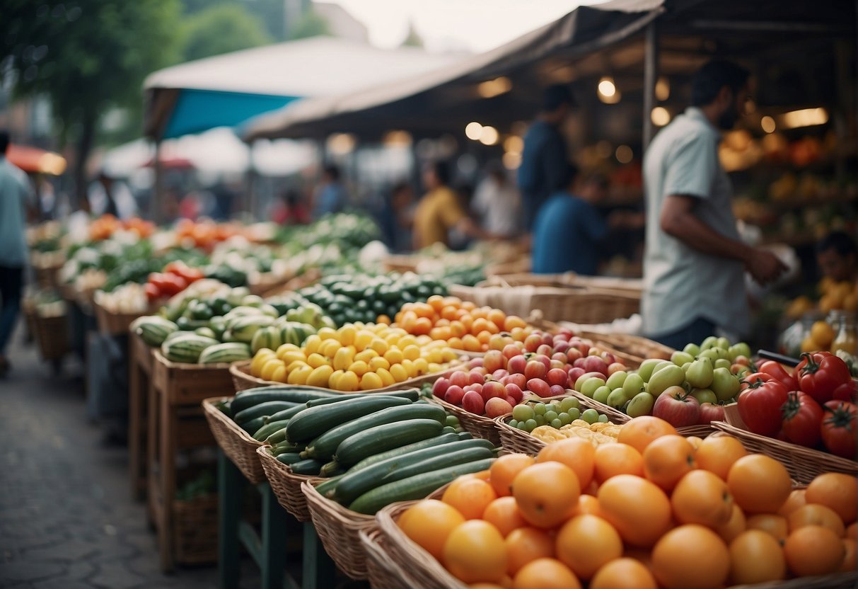 A bustling market with colorful stalls selling local produce and handmade crafts in Pudtol