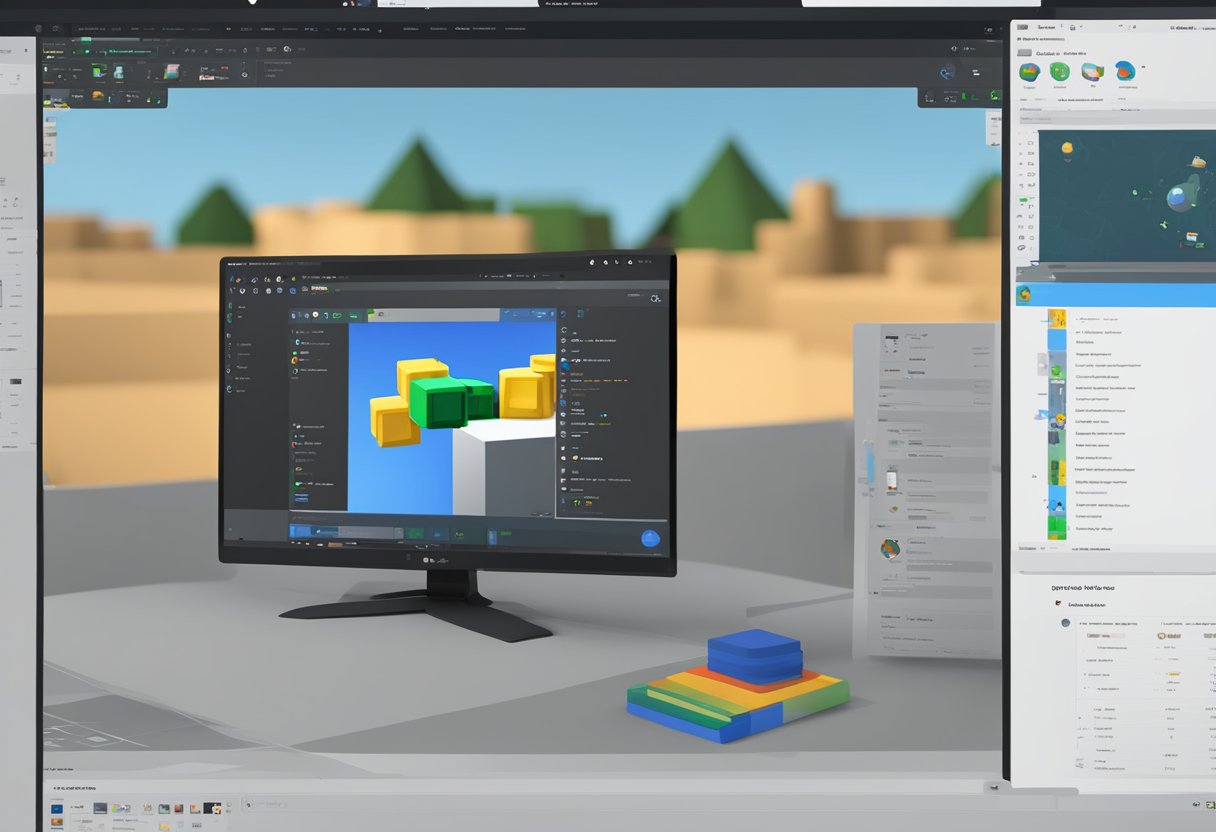 A computer screen displaying Roblox Studio with a game being copied. Tools and menus are visible on the interface