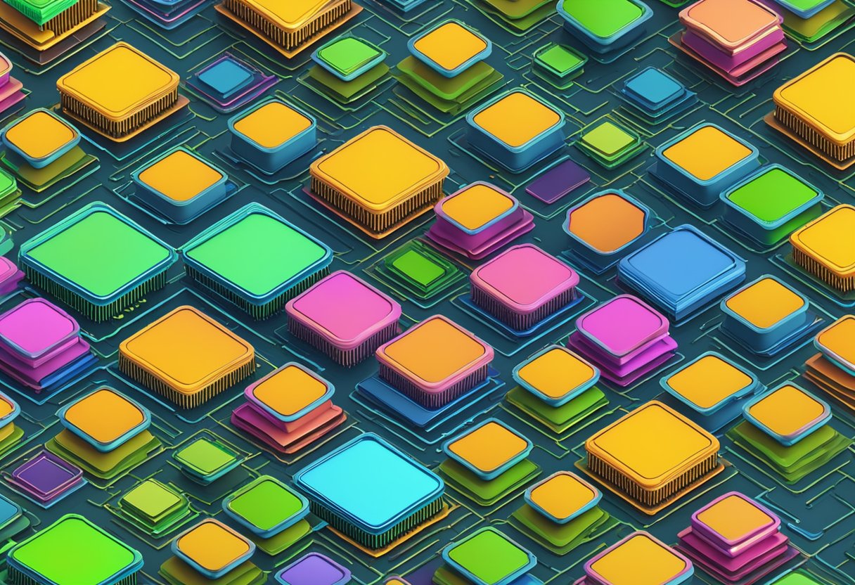 Multiple CPU cores working alongside logical processors, illustrating the concept of threads
