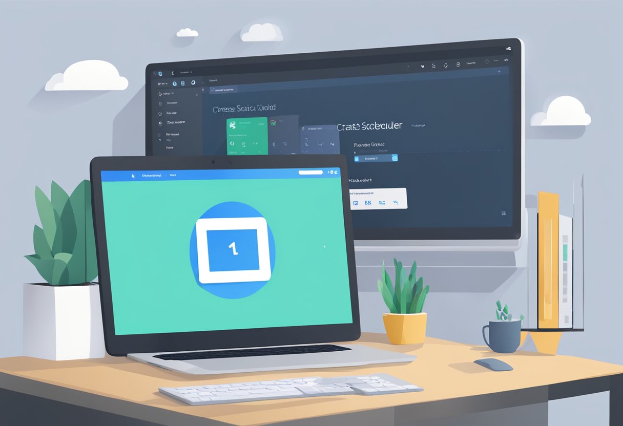 A computer screen displaying the Task Scheduler window on Windows 11. A cursor hovers over the "Create Basic Task" button