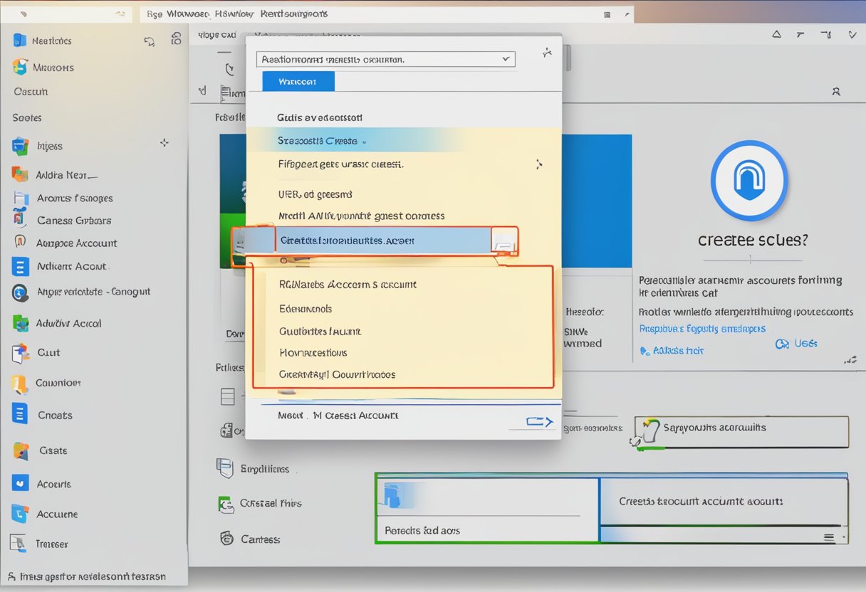 A computer screen displaying the "User Accounts" section in Windows 11, with a highlighted option to create a guest account. The cursor hovers over the "Create" button