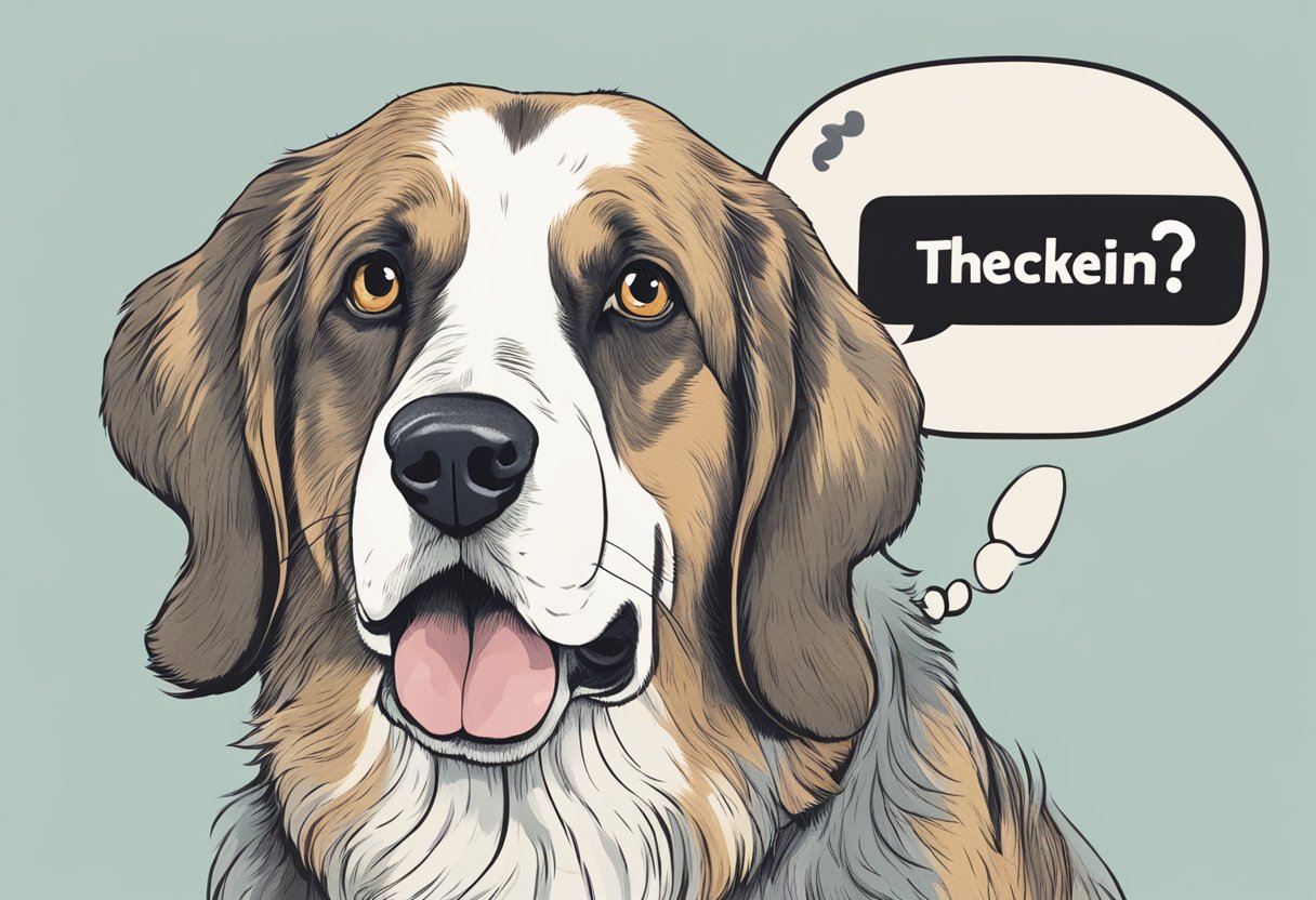 A confused dog tilts its head, with a speech bubble saying "What the heckin" above it