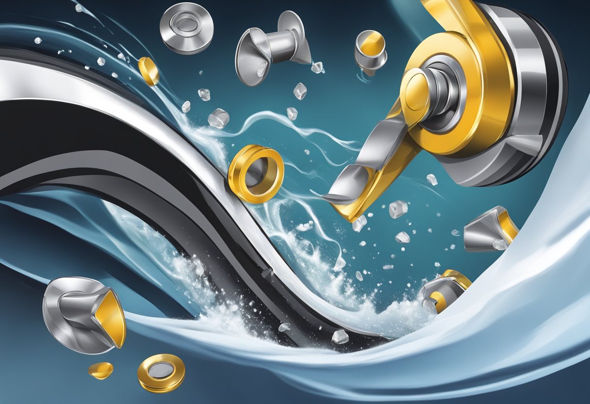 A magnet pulls metal objects while a torrent flows rapidly