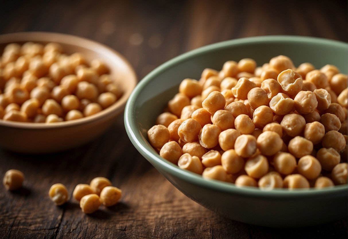 A bowl of chickpeas next to a gluten-free label