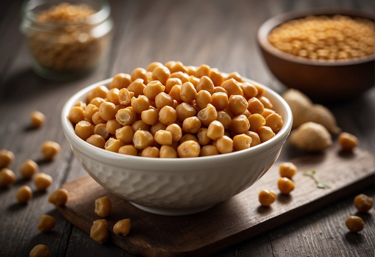 A bowl of chickpeas with a clear label "gluten-free" next to it