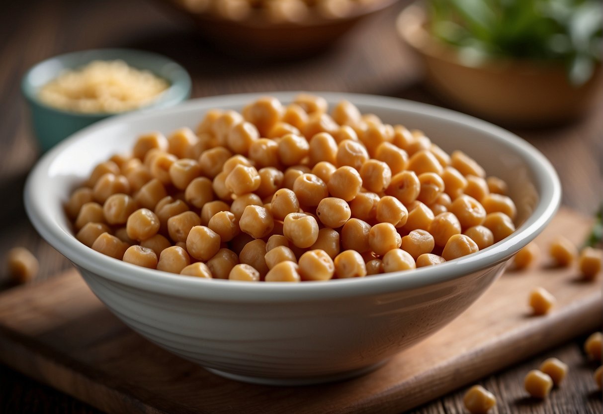 A bowl of chickpeas with a "gluten-free" label
