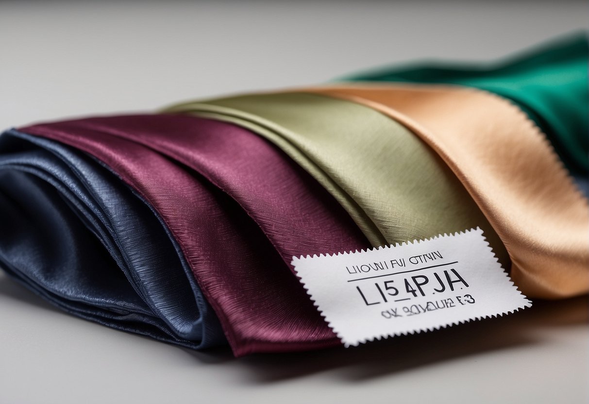 Two fabric swatches, one tencel and one silk, placed side by side on a clean, white surface with a label indicating "non-toxic" next to each
