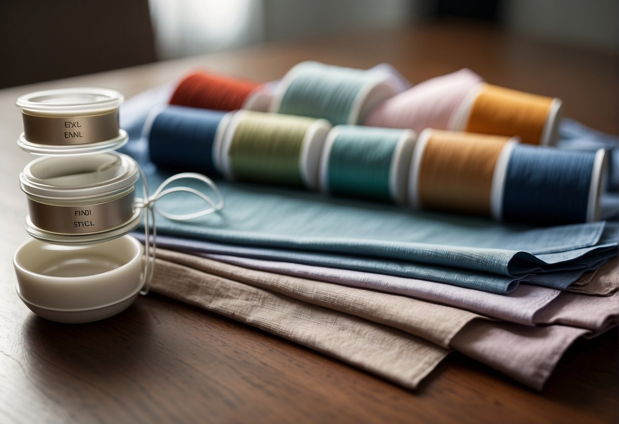 A table with fabric swatches labeled "tencel" and "silk" next to a list of non-toxic properties