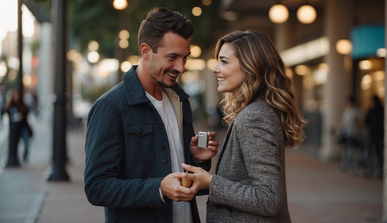 Two people exchanging text messages, then meeting in person and becoming best friends. Emphasize the transition from digital communication to real-life interaction