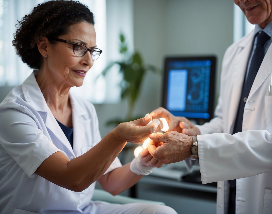 A doctor administers a treatment for menopausal joint pain