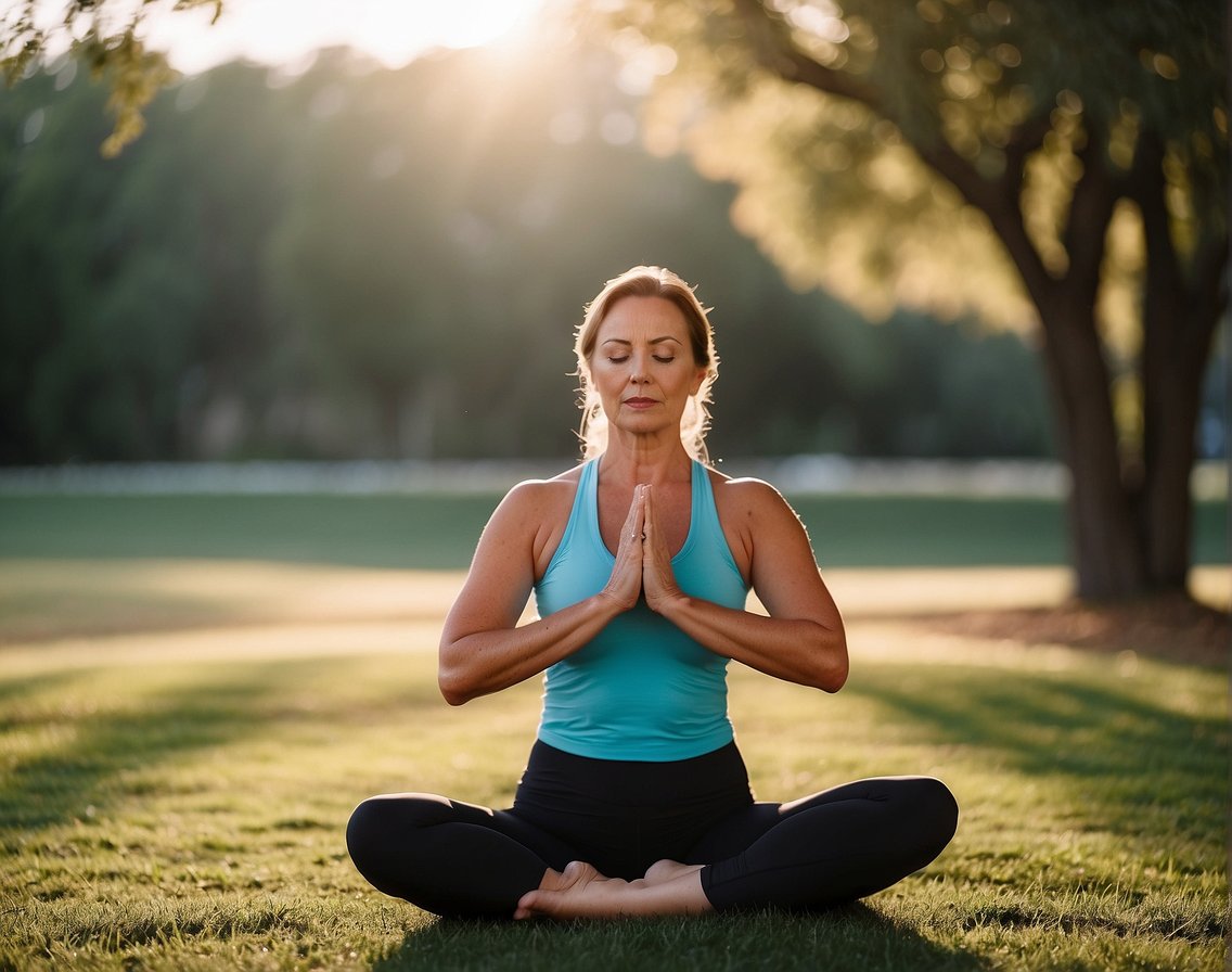 A woman practicing yoga to relieve menopause joint pain