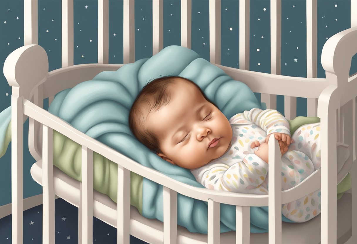 A baby peacefully sleeping in a crib with a soft, breathable blanket draped over them