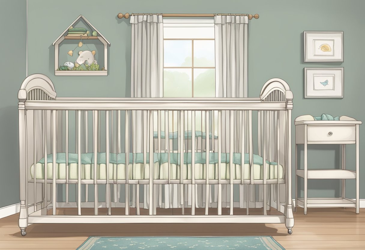 A bassinet sits empty next to a crib, indicating the transition from bassinet to crib as a baby grows