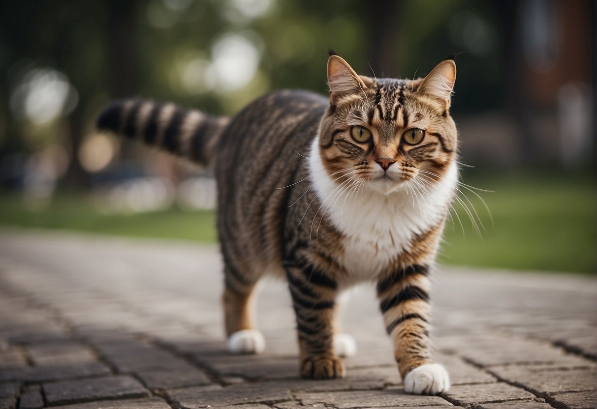 A wobbly cat stands on shaky legs, looking confused