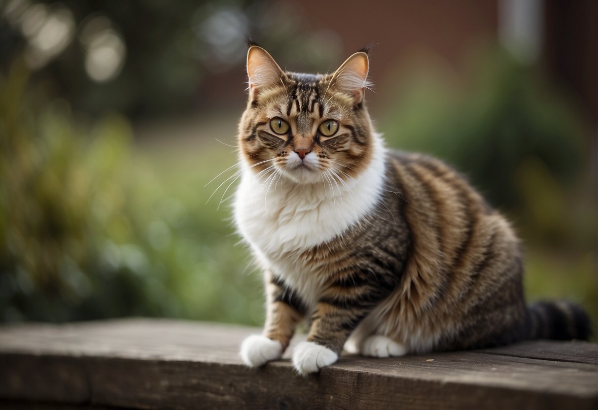 A cat with wobbly legs sits unsteadily, looking confused. Its head tilts to one side as it struggles to maintain balance