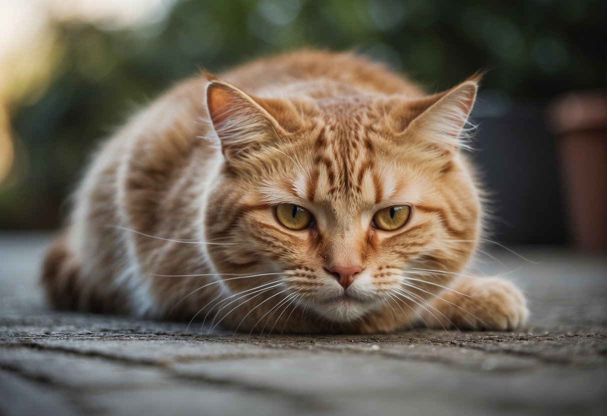 A cat rolling on the floor, stretching its body and rubbing against objects, displaying contentment and marking its territory with scent glands