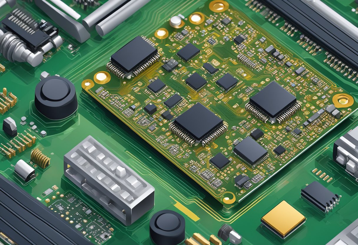 PCB components being assembled onto a circuit board using cost-effective methods