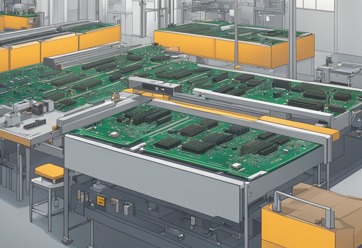 Circuit boards being assembled in a California facility